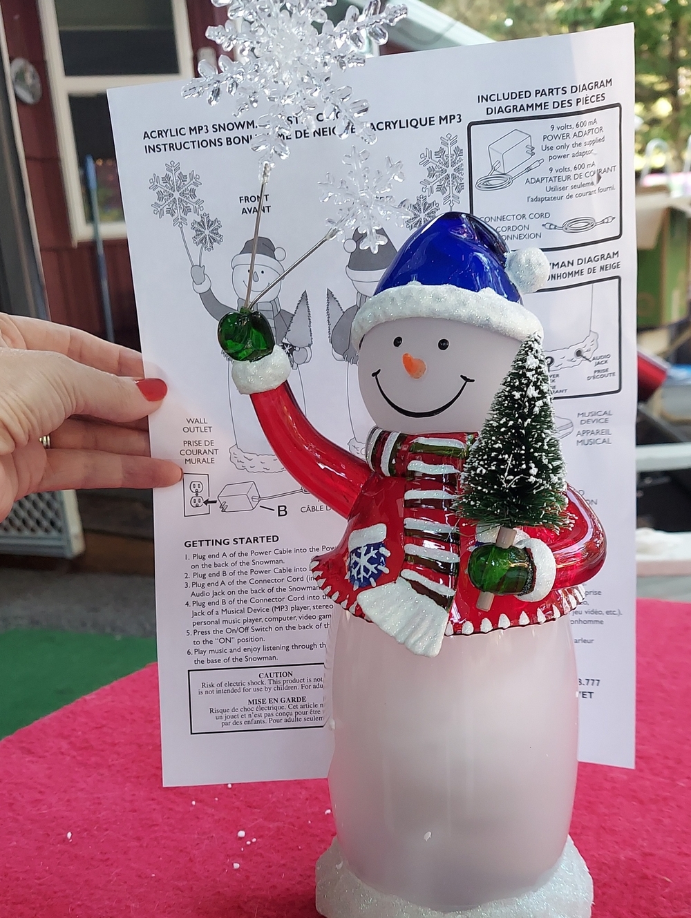 Festive Snowman LED Decoration - Red, Blue, Green